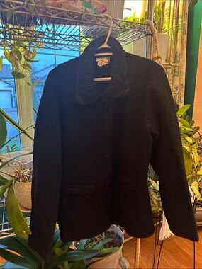 April Cornell Black Wool Sweater Jacket